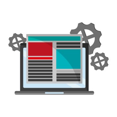 Laptop ile Web sitesi ve dişliler