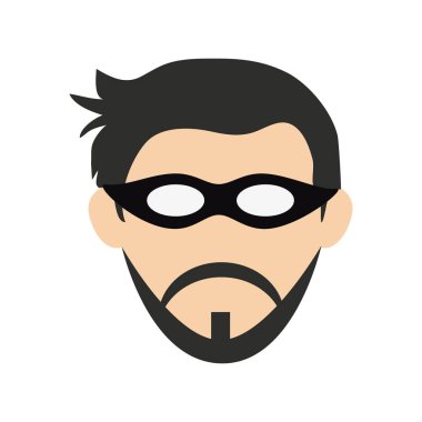 Adam yüz maskesi ve sakal kafa ile