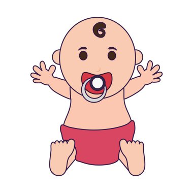 Bebek emziği karikatür izole ile