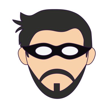 Adam yüz maskesi ve sakal kafa ile