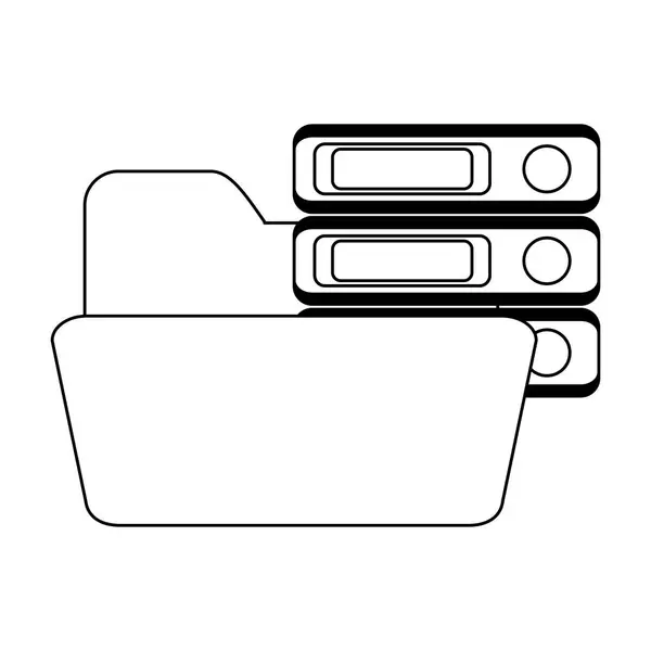 Папка с базой данных серверов в черно-белом — стоковый вектор