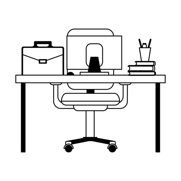 Elementos empresariales y de oficina en blanco y negro — Vector de stock