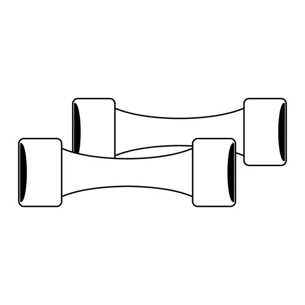 Fitness dumbell equipment black and white — Stock Vector
