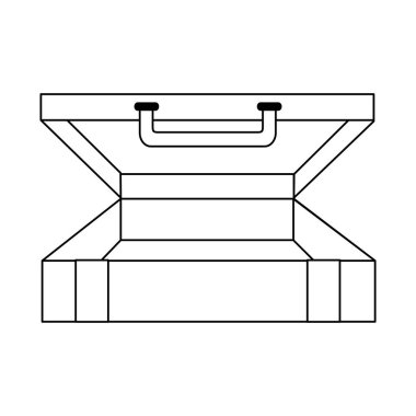 seyahat bavul açık frontview siyah ve beyaz