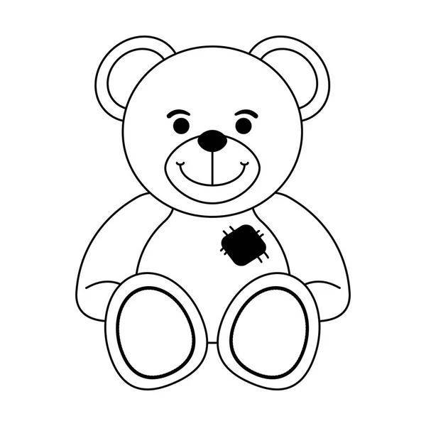 Medvídek baby hračka černá a bílá — Stockový vektor