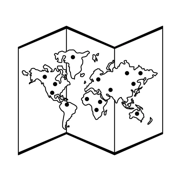 Mapa do mundo isolado preto e branco — Vetor de Stock