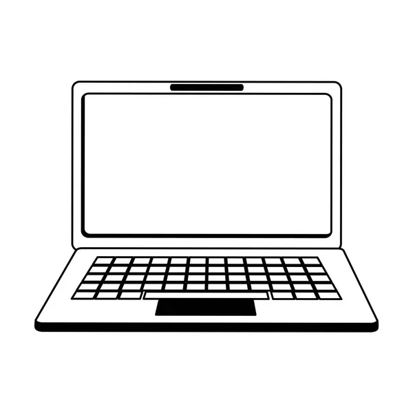 笔记本电脑符号黑色和白色 — 图库矢量图片
