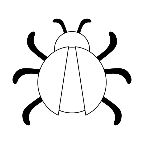 Bug virus symbole isolé noir et blanc — Image vectorielle