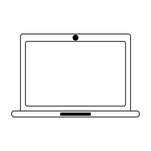 Computador portátil tecnologia preto e branco — Vetor de Stock