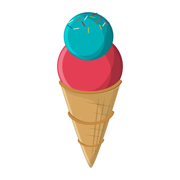 Cono de helado con dos cucharadas — Vector de stock