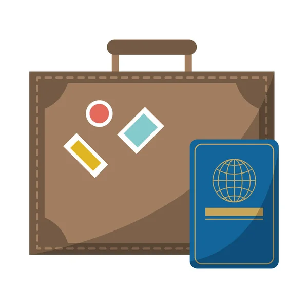 Mala de viagem e passaporte —  Vetores de Stock
