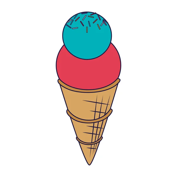 Cono gelato con due misurini linee blu — Vettoriale Stock
