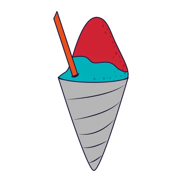 Sobremesa congelada de gelo com palha linhas azuis —  Vetores de Stock