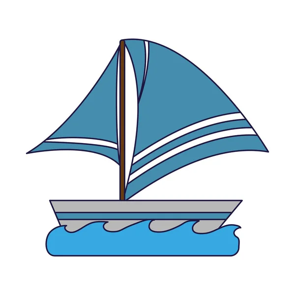 Sailboat on sea symbol blue lines — Stock Vector