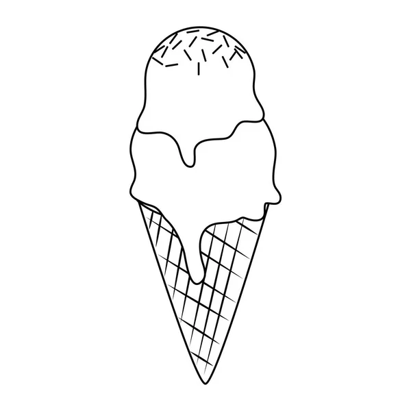 Морозиво конус з двома секаторами в чорно-білому — стоковий вектор