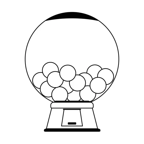 Distributeur de boules de cristal gommes en noir et blanc — Image vectorielle