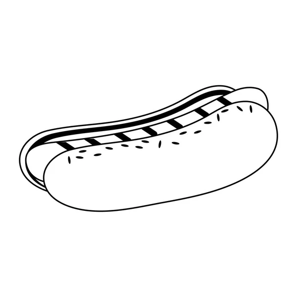 Rychlé občerstvení v černé a bílé hot dog — Stockový vektor