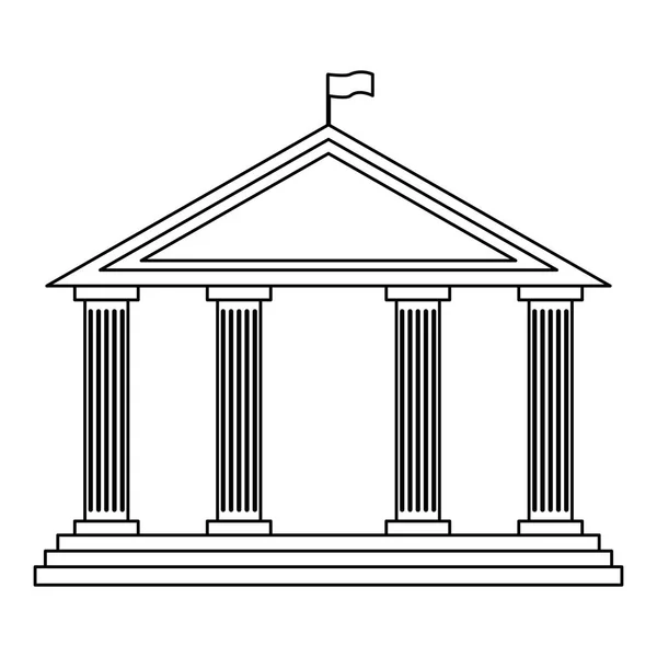 Bâtiment universitaire antique en noir et blanc — Image vectorielle