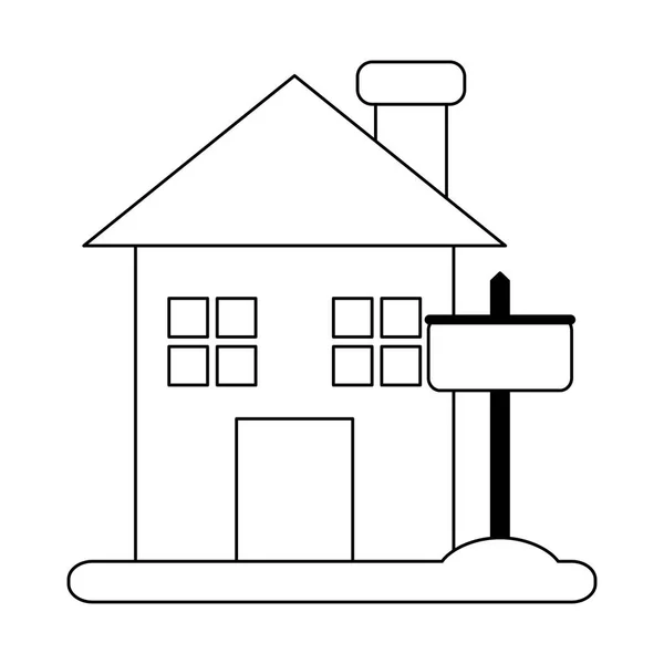 Immobilier maison en noir et blanc — Image vectorielle