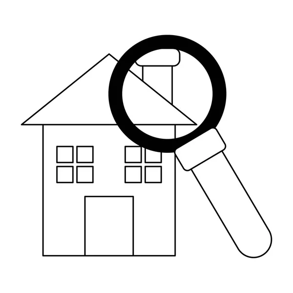 Fast ejendom hus i sort og hvid – Stock-vektor