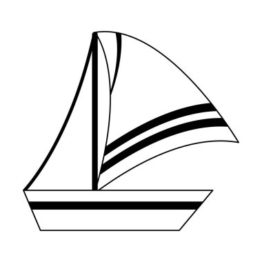Yelkenli tekne sembol siyah beyaz izole