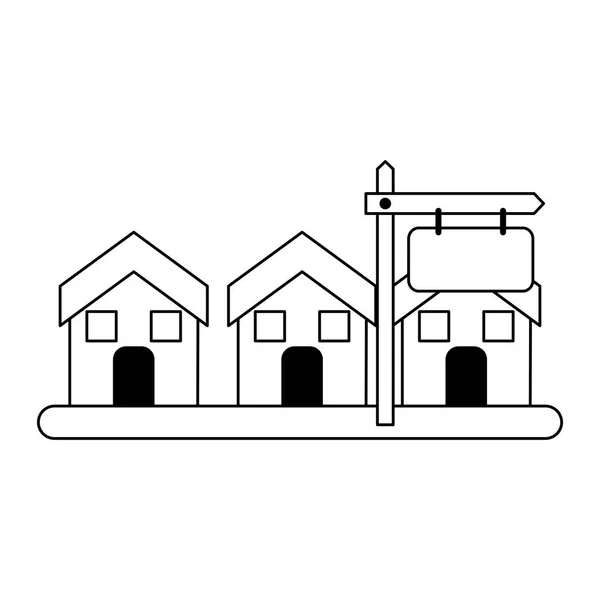 Immobilienhaus in Schwarz-Weiß — Stockvektor