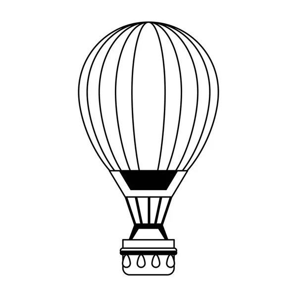 Ballon à air chaud en noir et blanc — Image vectorielle