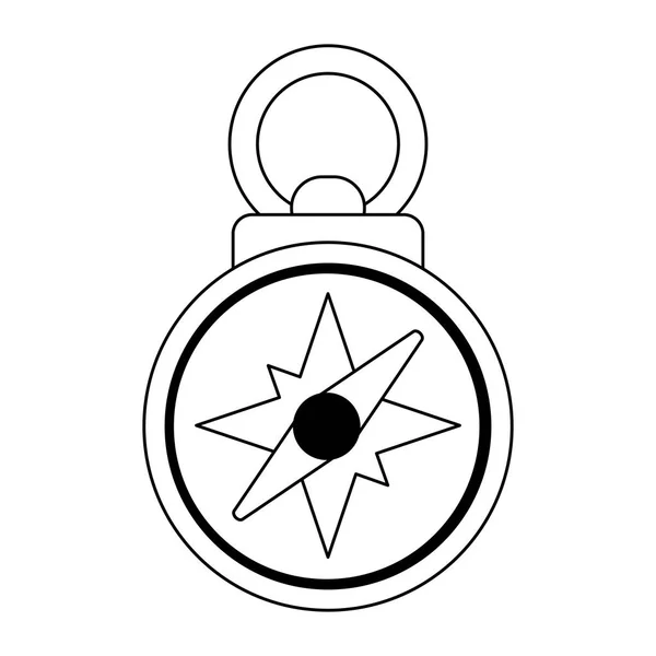 Símbolo de brújula de navegación en blanco y negro — Vector de stock