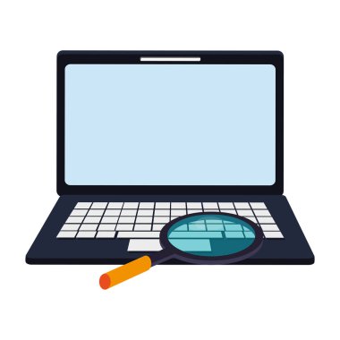 laptop ve Büyüteç camı