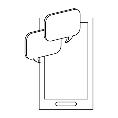 Akıllı telefon sohbet kabarcıklar siyah ve beyaz