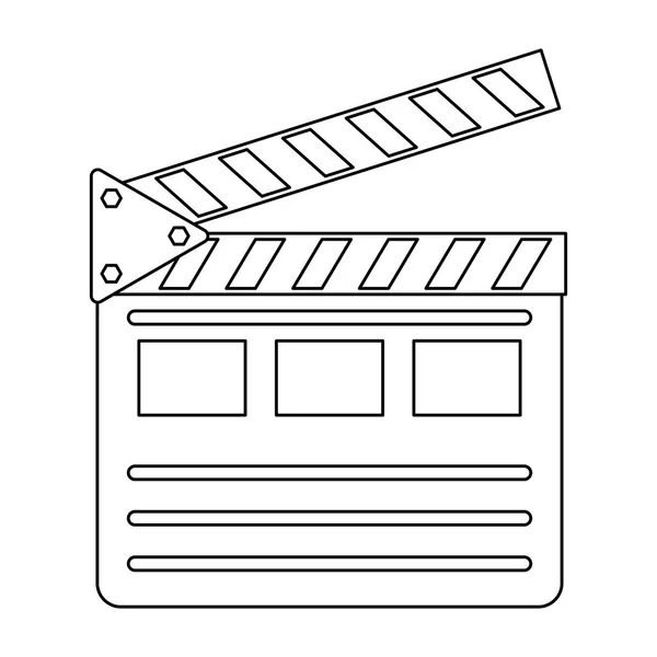 Simbolo clapboard filmato isolato bianco e nero — Vettoriale Stock