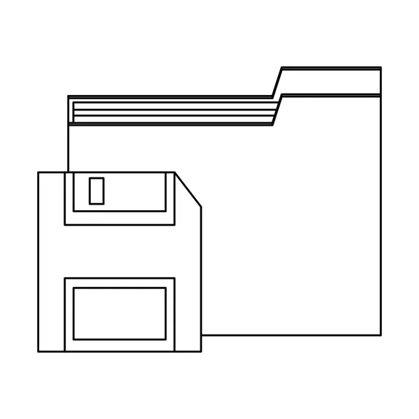 Map met diskette opslaan symbool zwart-wit — Stockvector