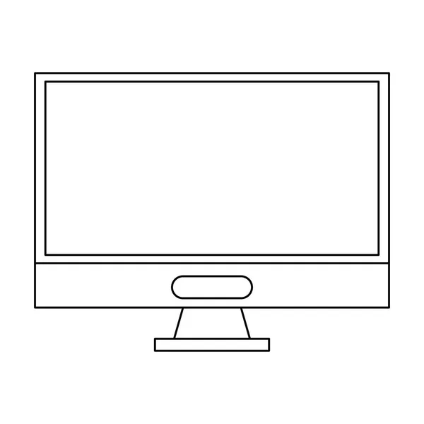 Hardware-Symbol für Computerbildschirm schwarz-weiß — Stockvektor