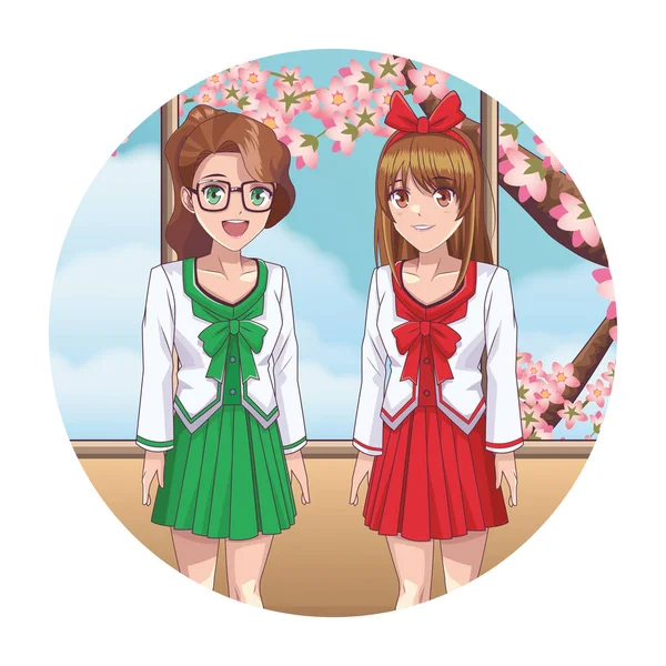 Anime manga piger – Stock-vektor
