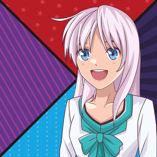 Anime manga girl — Stok Vektör