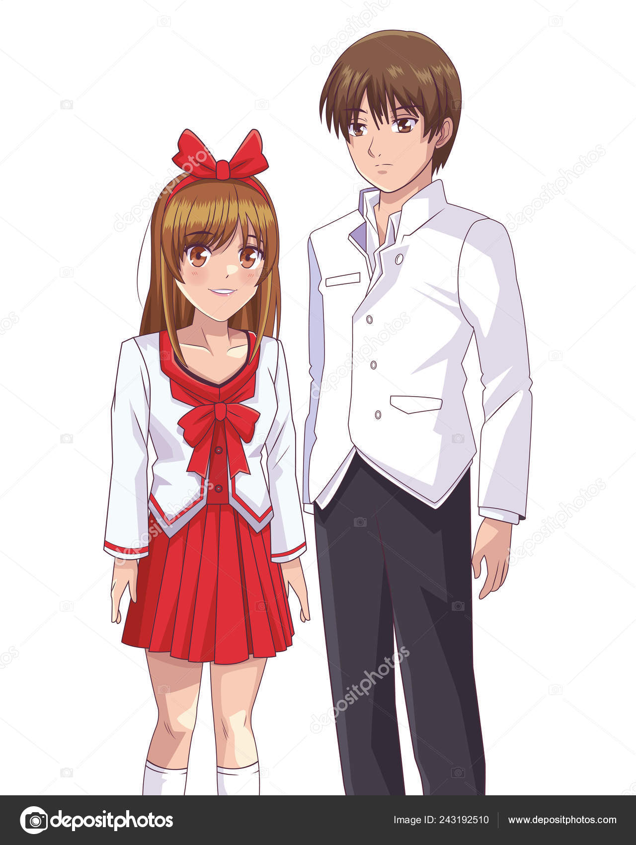 Anime couple manga cartoon Stock Vector