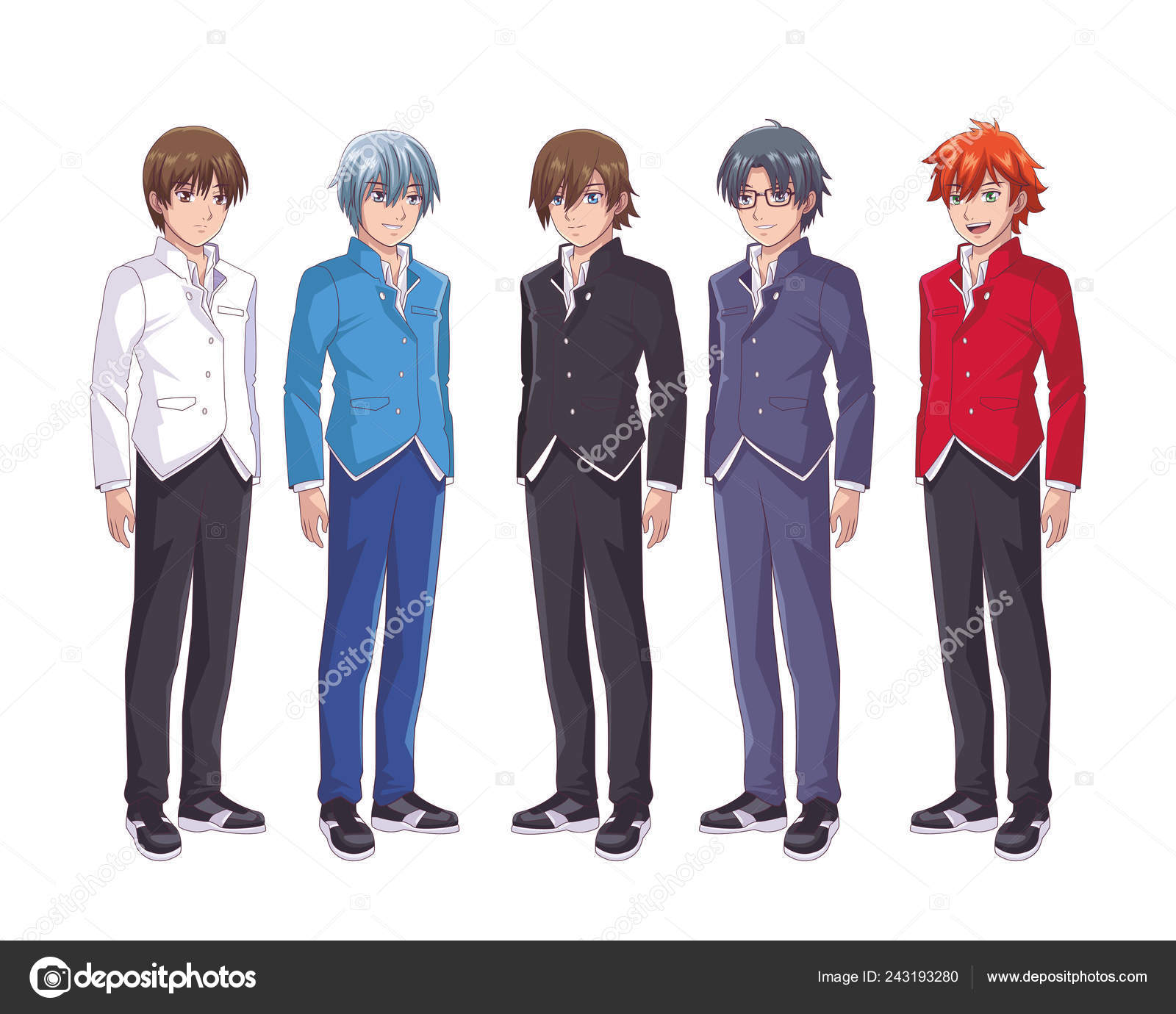 anime boy trending clothes Stock Illustration