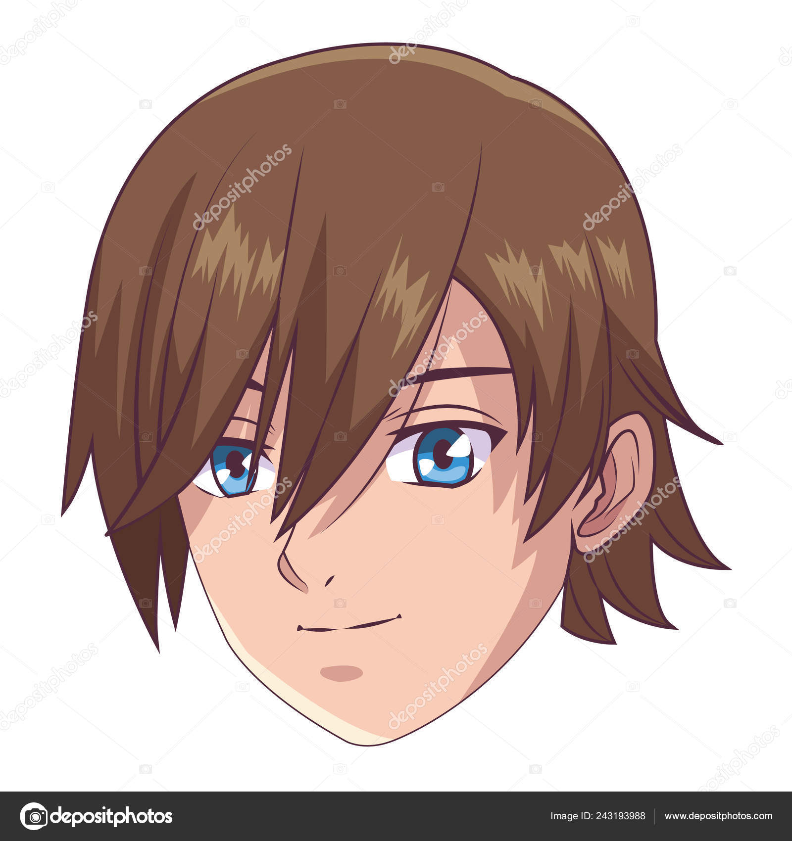 Anime manga hairstyles isolated brunette hair set Vector Image