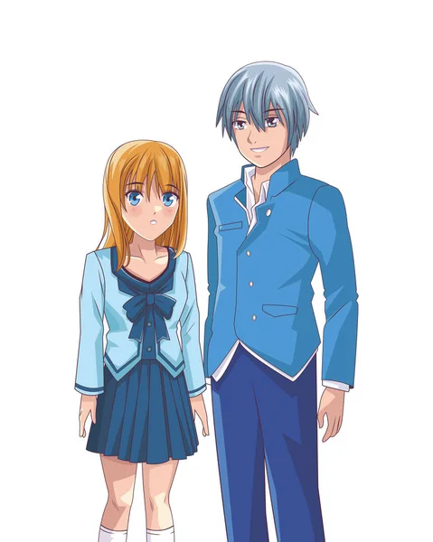 Manga anime couple — Image vectorielle