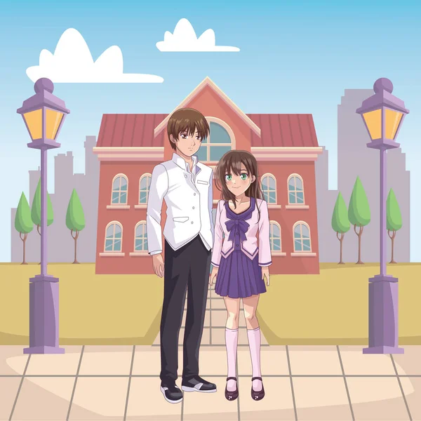 Manga anime couple — Image vectorielle