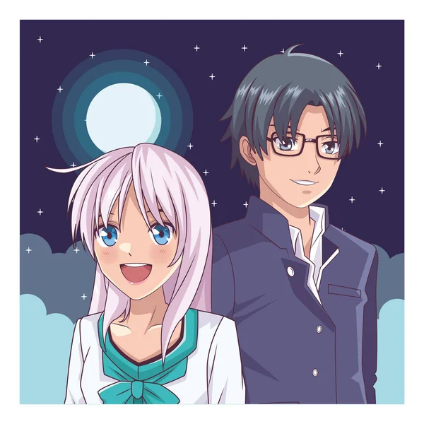 Manga anime pareja — Vector de stock