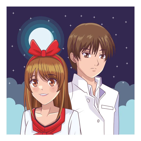 Couple anime manga — Stock Vector