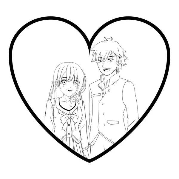 Manga anime pareja — Archivo Imágenes Vectoriales