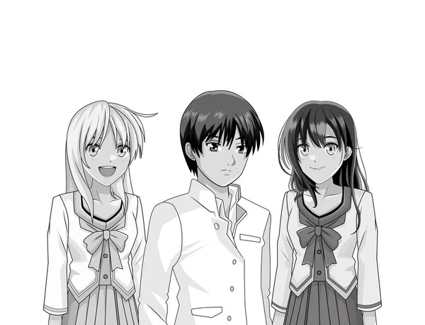 Manga anime vrienden cartoon — Stockvector