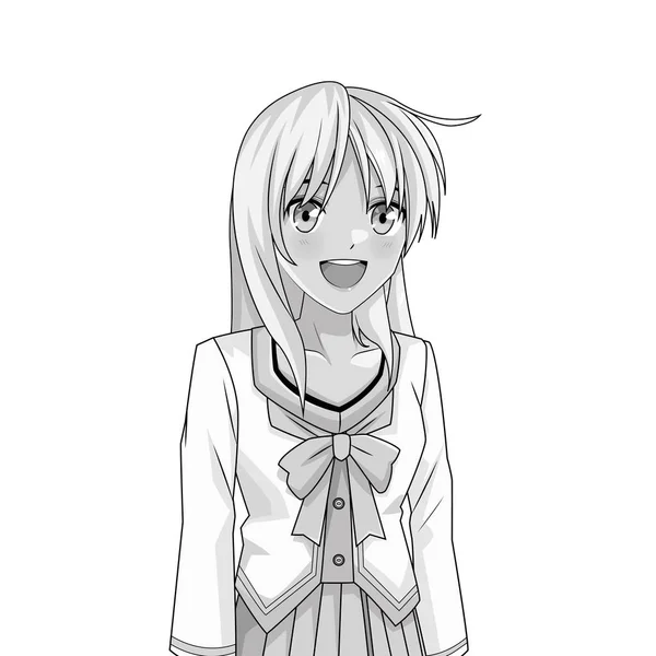 Manga anime young woman — Stock Vector