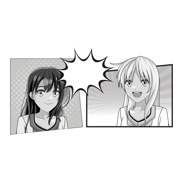 Manga anime jonge vrouwen — Stockvector