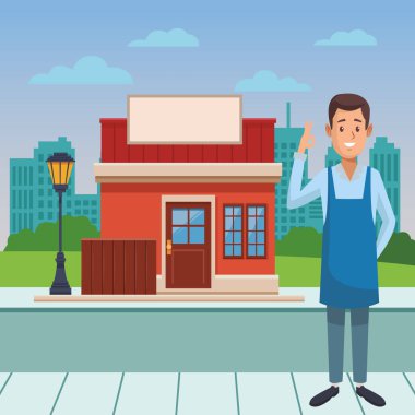 Restoran garson çizgi film