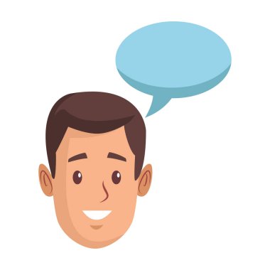 Genç adam yüz çizgi film