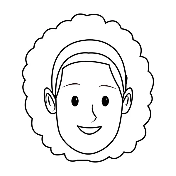 Jovem mulher rosto desenhos animados — Vetor de Stock