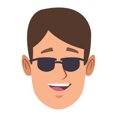 Genç adam yüz çizgi film